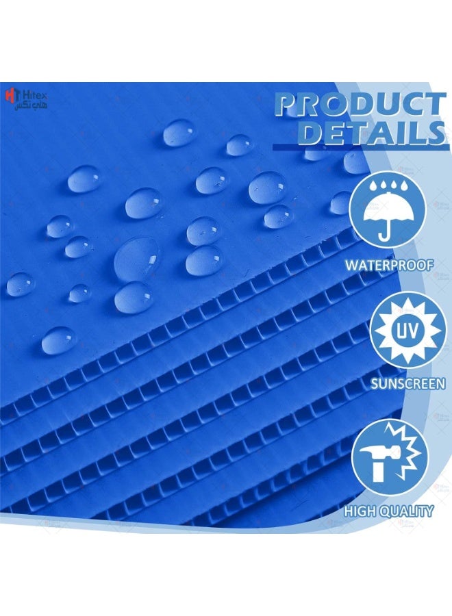 هيتكس لوح بولي بروبيلين مموج 100 سم × 180 سم (عبوة من 3 قطع) - أزرق، 3 مم | لوح بلاستيكي مموج مقاوم للماء من البولي بروبيلين | خفيف الوزن ومتين للاستخدام في أعمال التسقيف واللافتات والأعمال اليدوية والحماية - Image 3